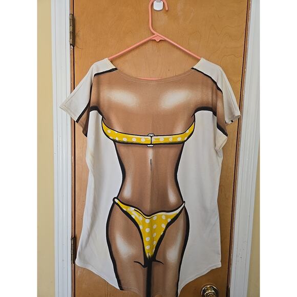 Vtg Body Dreams Swimsuit Bikini Cover Up Shirt OSFM 90s USA - Picture 4 of 5